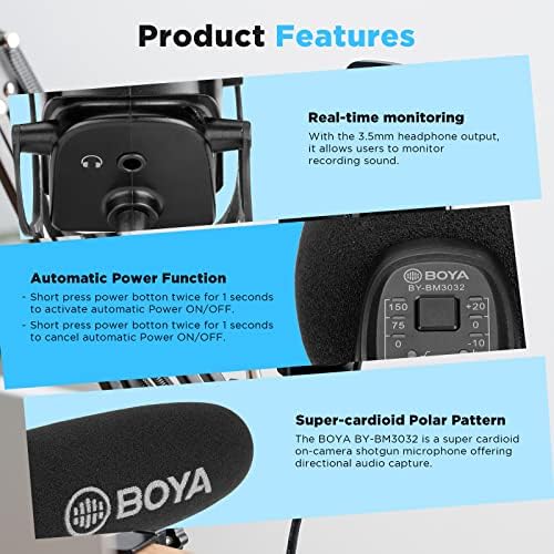 BOYA Kamera Mikrofon Puska Mic Low Cut Filter/Nyereség Kamera Mikrofon Kompatibilis Okostelefon/DSLR Fényképezőgép/Videokamera Tökéletes