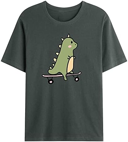 Mens T-Shirt Alkalmi Nyári Rövid Ujjú Kerek Nyakú Pulóver Csinos, Zöld Dinoszaurusz Nyomtatás Póló Blúzok, Felsők