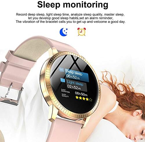 Új Luxus Női Intelligens Karóra pulzusmérő vérnyomásmérő Smartwatch Fitness Tracker Android iOS (Rózsaszín)