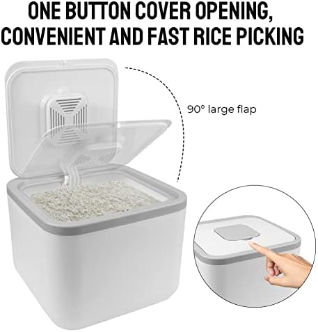rizs konténer, liszt konténer, állateledel konténer, konyha one-touch nyitott fedél zárva rizs vödör, háztartási konténerek élelmiszer,
