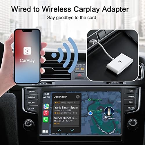 MADIT Vezeték nélküli CarPlay Adapter iPhone - 2022 Frissítés Vezetékes Vezeték nélküli Carplay Dongle -@Plug & Play