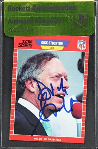 Dick Stockton Aláírt 1989 NFL Pro Set 19 Kártya Bemondó Gyűjthető - Dedikált NFL Labdarúgó-Kártyák