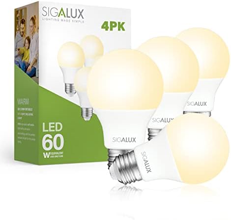 Sigalux LED Izzók 60 Watt Egyenértékű 19 60W 2700k ND 4Pack E12 LED Izzó Gyertyatartót Bázis 60 watt 2700k DIM 12Pack