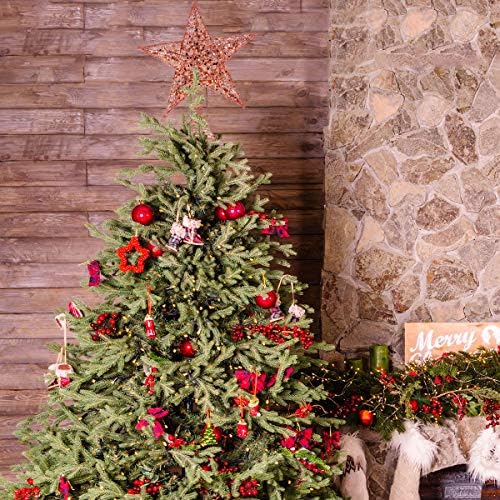PRETYZOOM 25cm karácsonyfa Vas Csillag Topper Csillogó karácsonyfa Dekoráció, Dísztárgyak (Rose Gold) Fél Javára