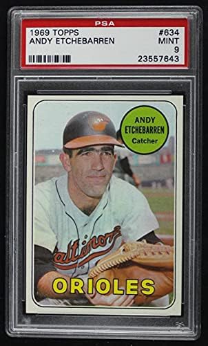 1969 Topps 634 Andy Etchebarren Baltimore Orioles (Baseball Kártya) PSA a PSA 9.00 Orioles