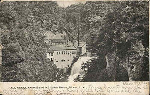 Fall Creek Gorge Régi Hatalom Ház Ithaca, New York, NY Eredeti Antik Képeslap