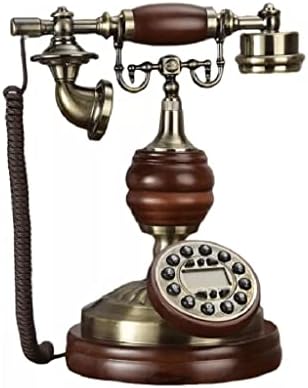 HOUKAI Antik Vezetékes Telefon Retro Haza a gyorstárcsázás Tömör Fa Vezetékes Telefon Kék Háttérvilágítás+Kihangosító+Hívófél-AZONOSÍTÓ