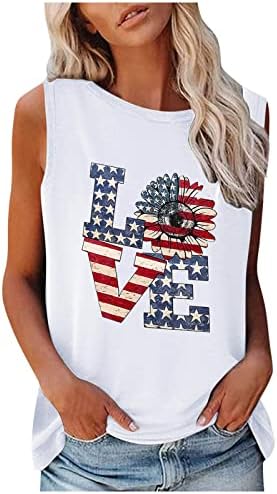 Július 4-Tartály Tetejét a Nők Újdonság Grafikus Hazafias Tees Edzés Amerikai Zászló Tartály Tetején Testépítés Ujjatlan T-Shirt