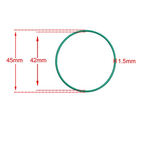 beszerzés térkép Fluor Gumi O-Gyűrű, 45mm OD 42mm ID 1,5 mm Szélesség FKM Tömítés Tömítés a Víz, a Levegő vagy Gáz Kapcsolatok, Zöld, Csomag