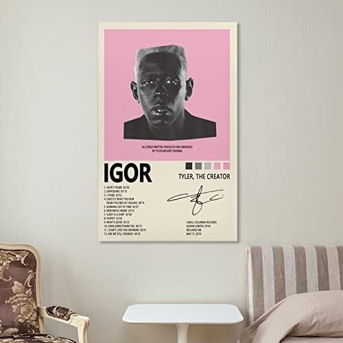 YNREMM Rapper Tyler A Teremtő IGOR Borító Alá Plakátok szoba esztétikai Zene Vászon Poszter 12 x 18 cm keret nélküli