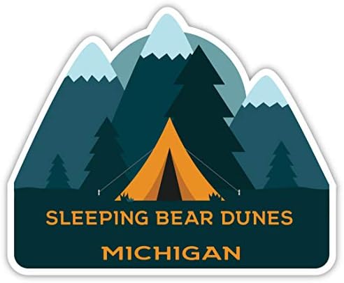 Sleeping Bear Dunes Michigan Szuvenír 5x2.5 Hüvelykes Vinyl Matrica Medve Design