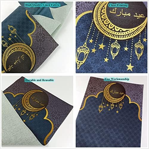 KYMY Ramadan Mubarak Táblázat Futó 71X13.8 inch,Eid Mubarak asztali Futó,Muszlim Iszlám asztali Futó a Eid Mubarak Parti Dekoráció Otthon