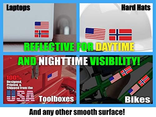 (x10) 3M Fényvisszaverő Norvégia amerikai Zászló Matricák | Sokoldalú Biztonsági Matricák | Kemény kalapok, laptopok, kerékpárok, szerszámosládám