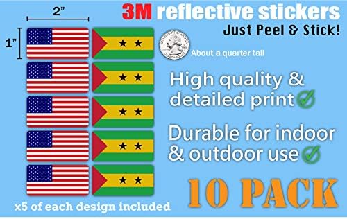 (x10) 3M Fényvisszaverő Sao Tome, valamint Principe meg MINKET Zászló Matricák | Sokoldalú Biztonsági Matricák | Kemény kalapok,