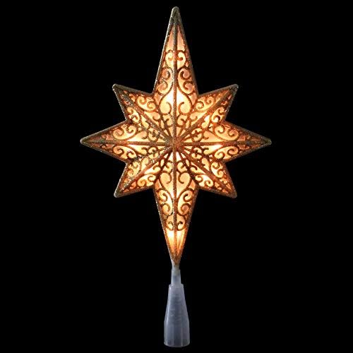 10 Égő Arany Matt Betlehemi Csillag a Görgetés karácsonyfa Topper - Tiszta Fények