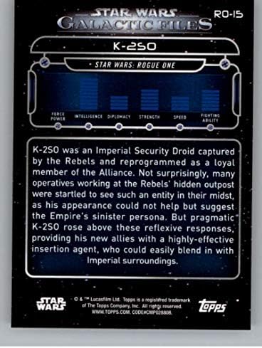 2018 Topps Star Wars Galactic Fájlok RO-15 K-2SO Hivatalos Non-Sport Kereskedelmi Kártya NM-es, vagy Jobb Conditon