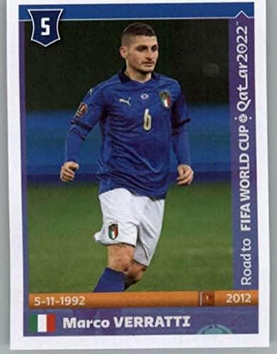 2021 Panini Matricák: Út a FIFA World Cup Katar 2022281 Marco Verratti Olaszország Foci Mini Matrica Trading Card