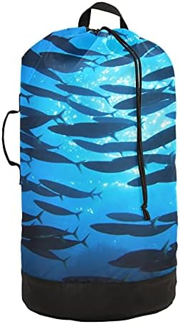 A halak a Víz alatt Szennyes Zsákba, nagy teherbírású Mosoda Hátizsák, vállpántok Kezeli Utazási csomagot a vákuumzáras Piszkos Ruhát