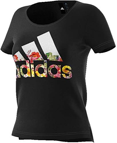 adidas Női Tshirt Futó Póló Jelvény Sport Virág Fekete Slim Fit (XS)