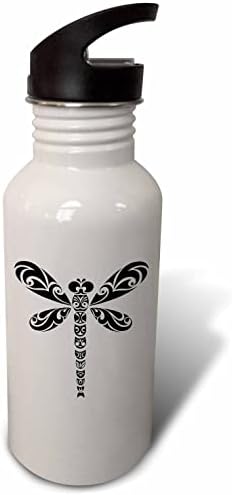 3dRose Szitakötő Fekete Törzsi Tetoválás Style Art Fehér - Víz Palackok (wb_355574_2)