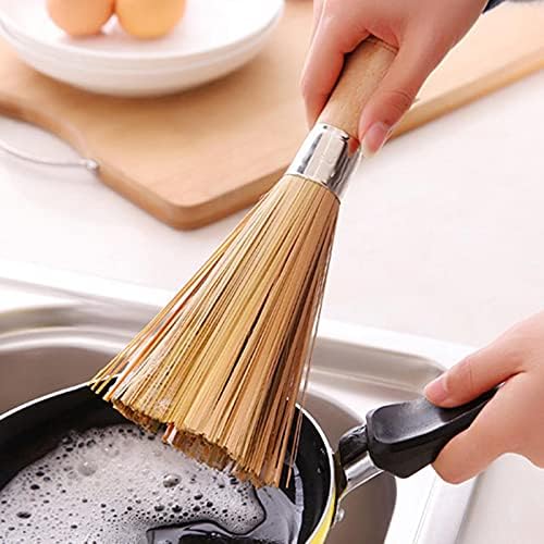 Tapadásmentes olaj bambusz wok ecset konyha pot erős polírozás Rozsda Eltávolító mosó por seprű tisztább Háztartási Eszközök