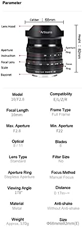 7 Kézművesek 10mm F2.8 Halszem Full Frame Objektív a Sony E-Mount Kamera Ultra Széles Látószögű Nagy fényerejű Manuális Fókusz Kamera Lencséjét