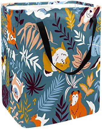 Aranyos Kutya Dzsungel Minta Nyomtatás Összecsukható Szennyesben, 60L Vízálló Szennyes Kosarat Mosás Bin Ruhák, Játékok Tárolására