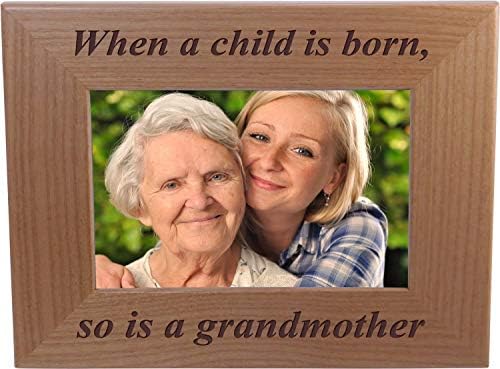 Amikor egy Gyermek Születik, akkor egy Nagymama - 4x6 Inch Fa Képkeret (4x6 inch-es Vízszintes)