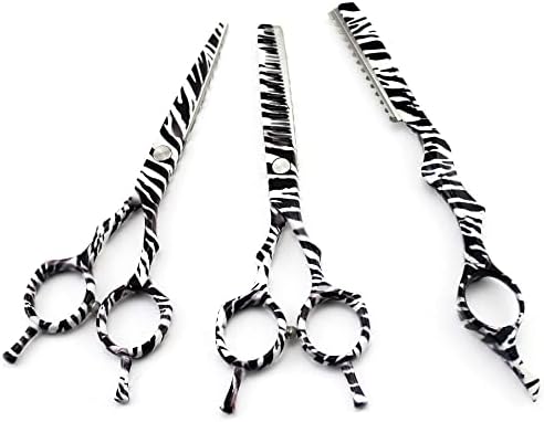 Hajvágó Olló, 5.5 hüvelykes Szakmai Japán 440c acél 4 db zebra mintás Kerámia haj fodrász olló ritkuló borbély vágó ollók