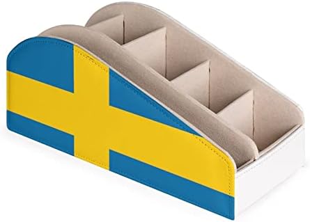 Svédország Lobogója Távirányító tartó PU Bőr Tároló Szervező Doboz Otthoni Irodájában Asztali