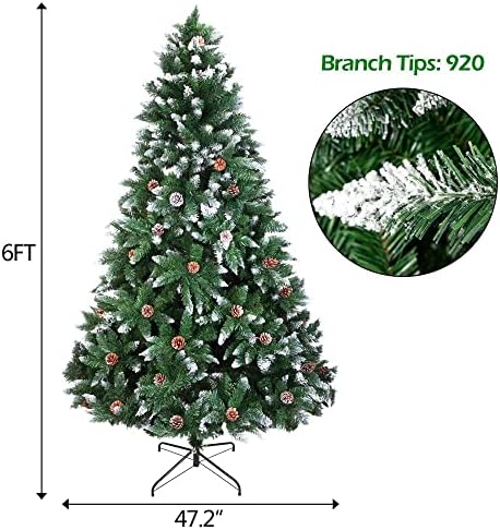 AOOF karácsonyfa 6FT 920 Ágak Özönlött Spray Fehér Fa Plusz Pine Cone (YJ) a Tökéletes Karácsonyi Ajándék, Dekoráció