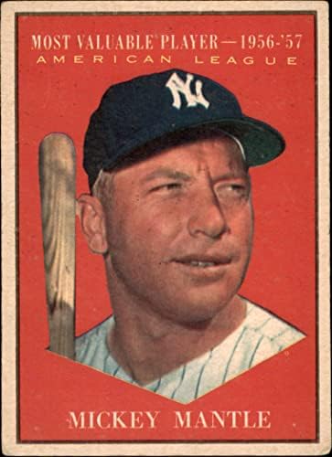 1961 Topps 475 Legértékesebb Játékos Mickey Mantle New York Yankees (Baseball Kártya) VG+ Yankees