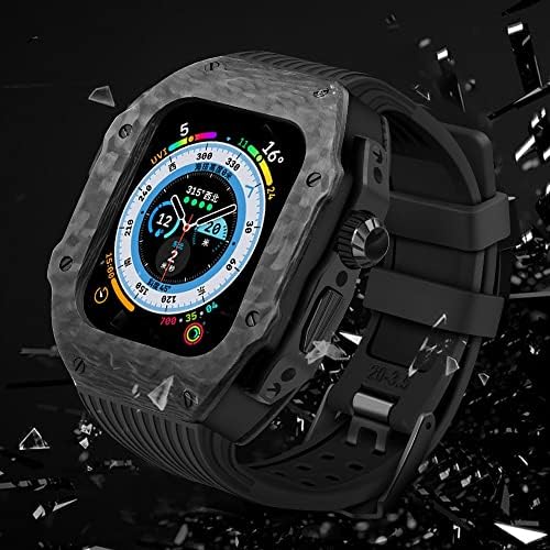 BHOLSA Apple Ultra 49mm Szénszálas módosított esetben kompatibilis iwatch S8/7/6 45 44mm esetben fluor gumi watchband eszköz