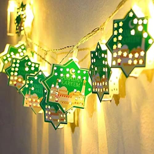 KUYYFDS Ramadan Fény,Eid Mubarak String Világítás 20 Led-ek Hold, Csillag tündérfény Ramadan Dekorációk, 300cm Stílus 2