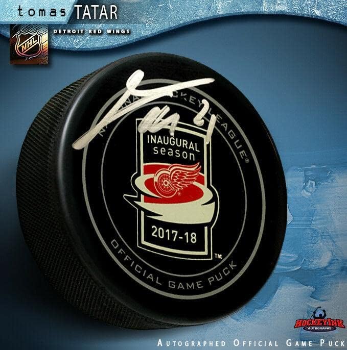 Tomas tatár aláírt Alakuló Szezon Kis Caesars Aréna Hivatalos Játék Puck - Dedikált NHL Korong