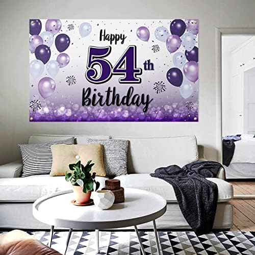 LASKYER Boldog 54 Szülinapi Lila Nagy Banner - Egészségedre 54 Éves Születésnapi Haza Fal Photoprop Hátteret,54 Szülinapi Parti