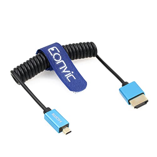 Eonvic 2.1, HDMI Spirál Kábel 8K HDMI-Mikro HDMI Kábel Nagy Sebességű Vékony HDMI férfi Férfi Extender Fonott Spirál Kábel a HDSLR