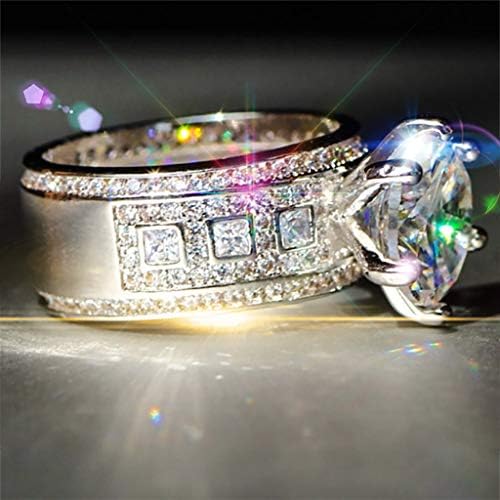 2023 Új Gyémánt Cirkon Divat Gyűrű Trend Női Hat Ékszerek Teljes Gyűrűk Férfias Ékszerek (Ezüst, 9)
