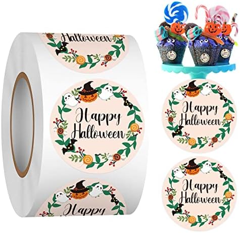Boldog Halloween Címke, Matrica Roll, 1.5 inch, 500 Db Halloween Aranyos Vicces Matricák, a Gyerekek, a Felnőttek Tizenéves, Kerek