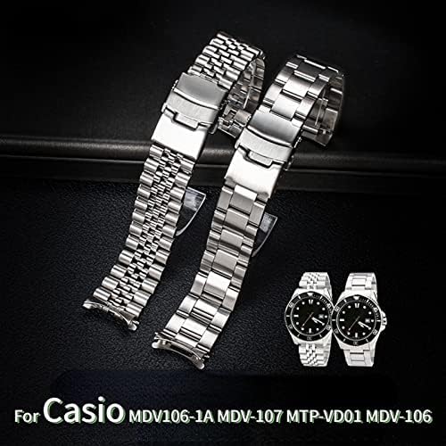 KKFAUS A Casio MDV106-1A MDV-107 MTP-VD01 MDV-106D Pánt Rozsdamentes Acél Karkötő Fém Karkötő 20mm 22mm Csere Watchband