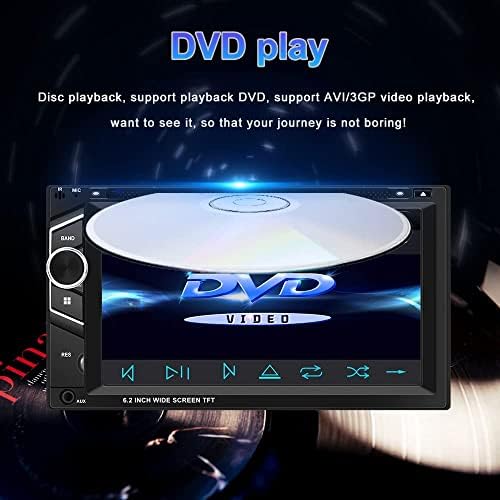 CAMECHO Dupla Din autórádió, DVD/CD Lejátszó, Carplay Android Auto, 6.2 Hüvelyk autórádió, Bluetooth Kihangosító, FM/RDS+ Hátsó Kamera, Mikrofon