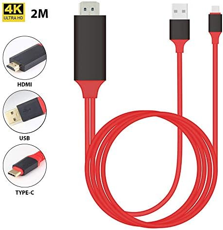 PRO USB-C HDMI-Kompatibilis Samsung Galaxy S20+ a 4k-s a hálózati Port, 6ft Kábel Teljes 2160p@60Hz, 6Ft/2M Kábel [PIROS/Thunderbolt 3 Kompatibilis]