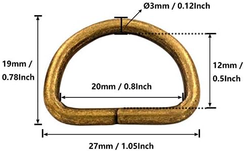 Általános Fém, Bronz D Gyűrűs Csat 0.8 Hurok Belső Átmérője Gyűrű Heveder Kapus Csomag 20