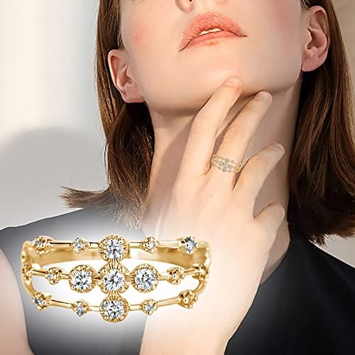 2023 Női Gyémánt Áttört Gyűrű Cirkon Eljegyzési Gyűrűt Szia Alacsony Gyűrű Lánya (Ezüst, 11)