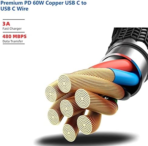 WKOOA USB-C-USB-C Kábel 60W, 3-Pack (6.6 ft+6.6 ft+3.3 ft) C Típusú Gyors Töltés Kábel Töltő Galaxy S21 S21+ S21 Ultra S20 Ultra Plus S20+ Megjegyzés