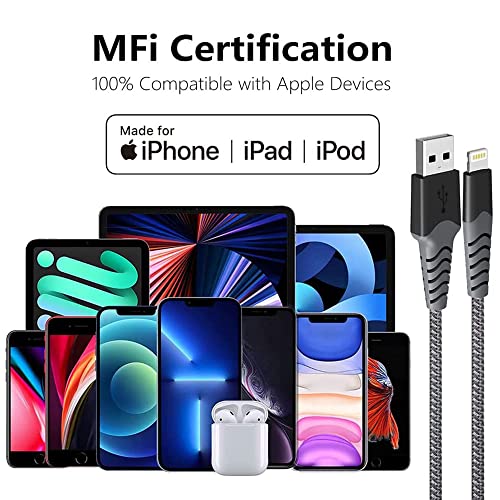 Gopala iPhone Töltő Kábel, [Apple Mpi Hitelesített] Lightning Kábel, 4Pack 0.6 ft 3x3ft iPhone Töltő Kábel, Fonott Nylon