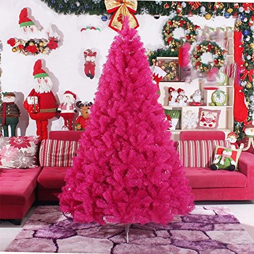 DLPY Mesterséges karácsonyfa Teljes Fenyő Csuklós Szezonális karácsonyfa Ünnepi Dekoráció Fém Állvány Környezetbarát -Rózsaszín 4Ft(120cm)