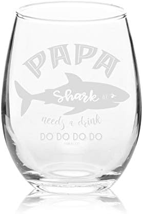 Veracco Papa Cápa Szüksége van egy Italt Stemless borospohár Vicces SharkGifts Az Apa (Apa Cápa)