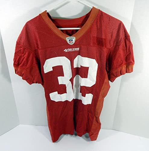 2014-ben a San Francisco 49ers 32 Játékban Használt Piros Gyakorlat Jersey L DP45388 - Aláíratlan NFL Játék Használt Mezek