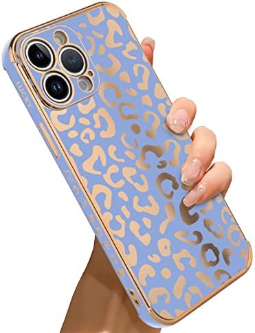 Bonoma Kompatibilis az iPhone 14 Pro Max Esetben Leopárd Galvanizáló Szép Elegáns Luxus Esetben Kamera Védő, Puha TPU Ütésálló